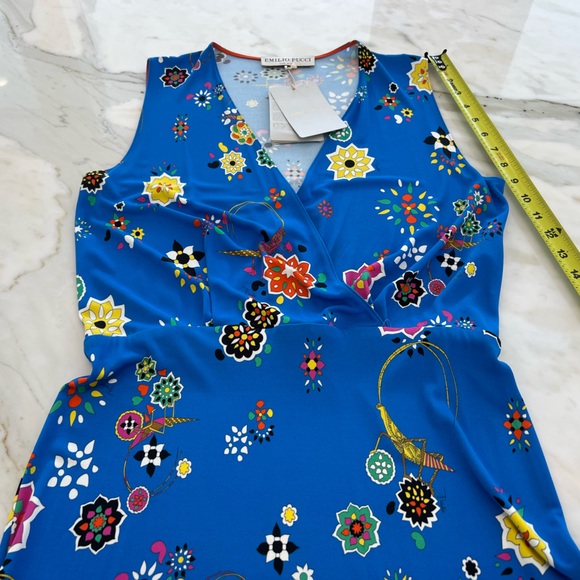 EMILIO PUCCI BLUE GRASSHOPPER DRESS MODEL 61RG53 SIZE IT 44 / US 10 NWTS! - Picture 12 of 15